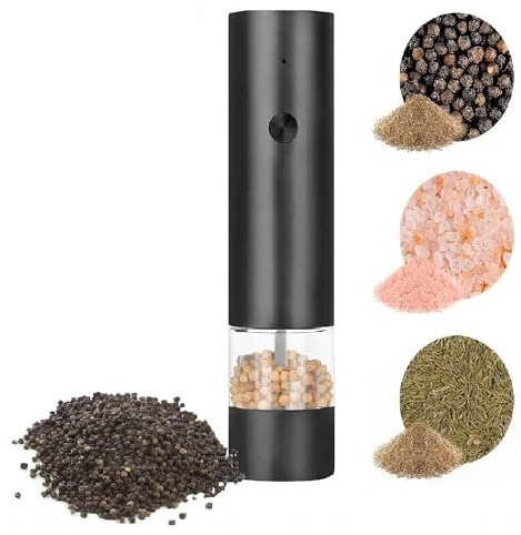 Electric Salt and Pepper Grinder, USB Rechargeable Salt and Pepper Shakers with Dust Cover - Adjustable Coarseness One-Button Control Salt Grinder Refillable Kitchen Appliances for Dining