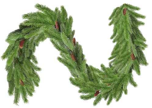 INSANYJ Tannengirlande Künstliche Grün, 180 cm Weihnachtsgirlande mit Kiefernzapfen, Weihnachten Deko Girlande Innen Außen,Tannengirlande für Kaminsims, Tisch & Haus Weihnachtsdeko