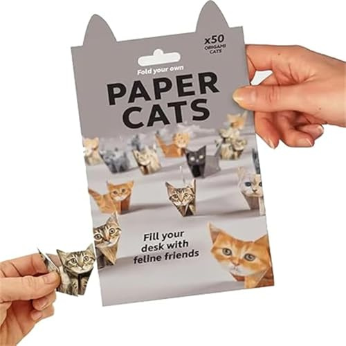 DIY Paper Cats – 50 Sheets DIY Origami Paper to Fold Cute Cat Figures, Fun Craft Activity, Creative Origami Animal Craft Kit, Pattern Cute Printing, Desk Decoration & Gift for Pets Lovers (Cat)