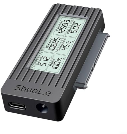 Convertidor de disco duro SATA USB 3.2 de 5 Gbps, cable adaptador externo para SSD HDD de 2.5/3.5 pulgadas, carcasa de aleación de aluminio para Windows para computadoras Mac OS (CA + adaptador)