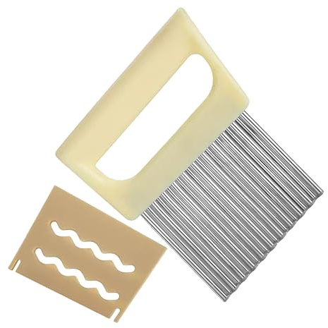 Niesel Tagliaverdure in acciaio,Affettatrice di patate ondulate - Strumento di taglio Crinkle per patatine e verdure Preparazione Pasti fatti in casa
