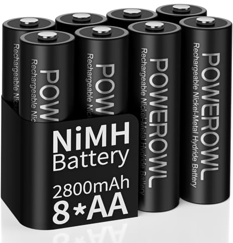 POWEROWL AA Piles Rechargeables Lot de 8 Ni-MH Batterie Rechargeable 2800mAh 1,2V