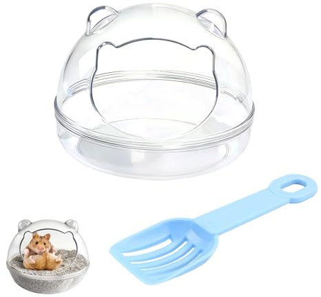 PLUSHCEWT Baño de arena para hámster, baño de hámsters con pala de arena azul, recipiente para bañera, jaula de hámster accesorios para animales pequeños como hámsters enanos, ratones
