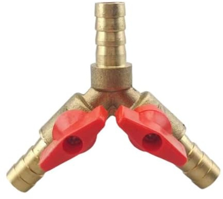 CashMuch Brass 3-Way Y-Shaped Ball Valve With 8Mm And 10Mm Hose Conntions For Fuel, Air, Water, And Gas In Garden, Aquarium, And Umbing Apications