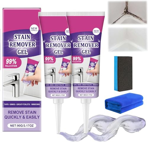 Mold Remover Gel 90g, Effective Mould Remover Gel, Grout Cleaner, Powerful Cleaning Gel, Highly Effective in Penetration, Not Damage the Surface, For Bathroom & Kitchen Tile Gaps, Walls & Grout (2PCS)