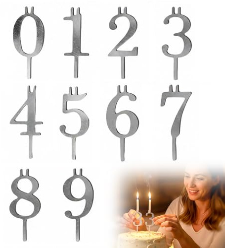 Number Candles Holders for Birthday Cake, 2026 New Reusable Number Birthday Candle Holder Set, Digital Candle Holders for Birthday Cakes Decorations Anniversaries Celebrations Parties (1 Set)