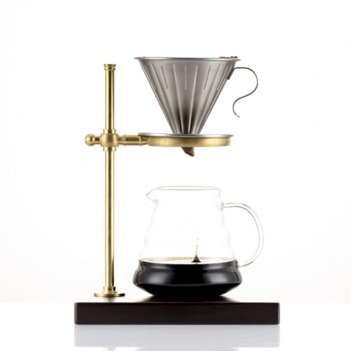 HOMSFOU Cono de Goteo para Café de Acero Inoxidable 1-2 Tazas, Filtro Reutilizable con Soporte Independiente, Cafetera Manual para Vertido en Taza, Jarra o Vaso Medidor, Resistente y