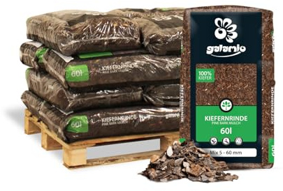 GALAMIO Rindenmulch Kiefer Mix 5-60 mm - 720L (12 x 60L) - unbehandelter, natürlicher Bodenschutz