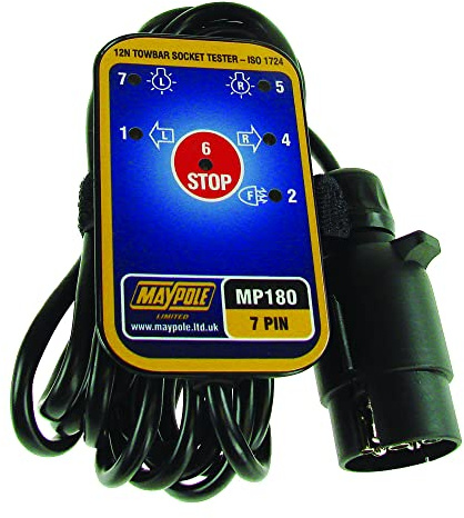 Maypole 7 Pin Towbar Socket Tester, Caravan Trailer Light Tester 12V Vehicles