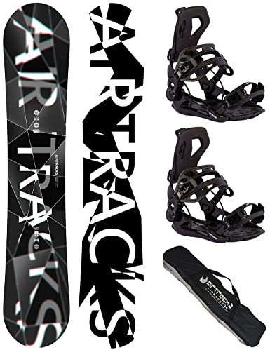 Airtracks Herren Snowboard Set Freeride Freestyle – Refractions Game Wide Snowboard 171 - Softbindung Master L - SB Bag