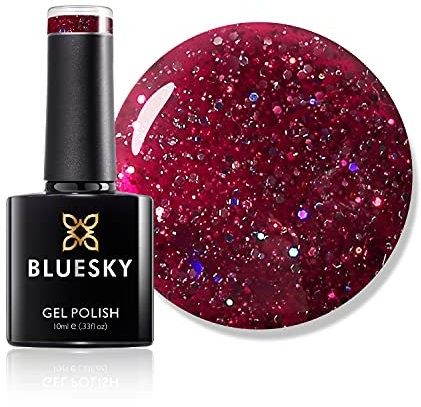 Bluesky Gel Nail Polish, Scarlett Red Blz35, Bright, Chunky Glitter, Red, Scarlet, Long Lasting, Chip Resistant, 10 ml (Requires Curing Under UV LED Lamp)