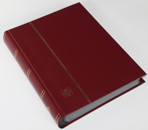 64 schwarze Seiten LEUCHTTURM Einsteckbuch Briefmarkenalbum Einband weinrot
