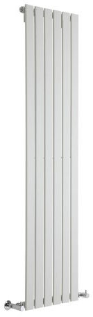 Hudson Reed Milano Alpha - Modern White Vertical Column Single Flat Panel Radiator - 1600mm x 420mm