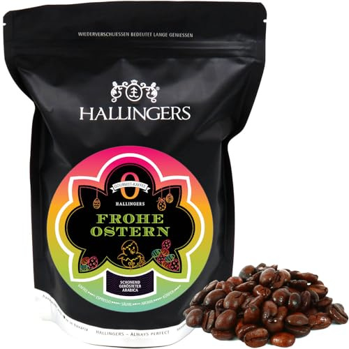 Hallingers Genuss Manufaktur Edel-Kaffee Oster-Geschenk - schonend langzeitgeröstet bei niederen Temperaturen No. O Frohe Ostern, Ostern Körbchen für Frauen Männer