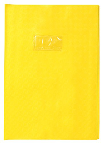 Calligraphe 72214C - Heftumschlag / Heftschoner / Hefthülle Calligraphe mit Feinkörnung und Diamantmotiven, DIN A4 21x29,7 cm, Etikettenhalter, aus PVC blickdicht und strapazierfähig, Gelb, 1 Stück