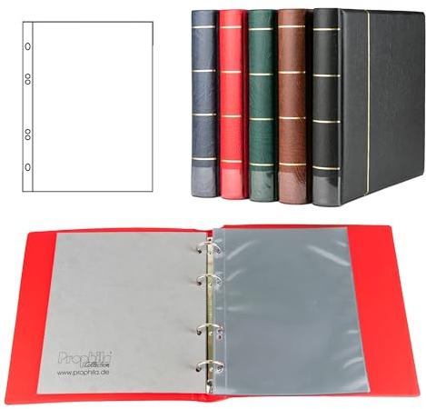 Prophila Collection Ersttagsblatt-Album (rot) mit 20 Hüllen für Ersttagsblätter (ETB)
