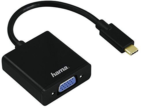Hama USB-C Adapter auf VGA (Anschluss von Geräten mit USB 3.1 Type-C und Thunderbolt 3 an VGA Monitore/TV/Beamer, Full HD, vergoldeter Stecker) schwarz