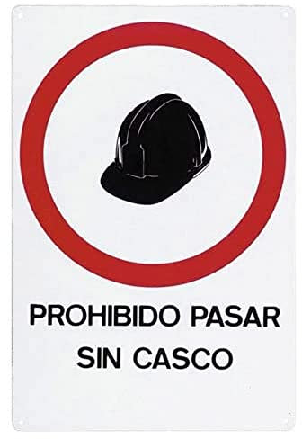 WOLFPACK LINEA PROFESIONAL - Cartel Prohibido Pasar Sin Casco 30x21 cm.