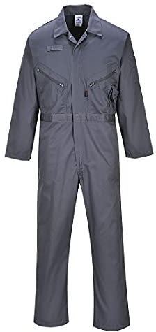 Portwest C813 Men's Liverpool Work Overalls Protective Boiler Suit Polycotton Coveralls Durable Workwear for Mechanics Warehouse Garages DIY Royal Grey, X-Large