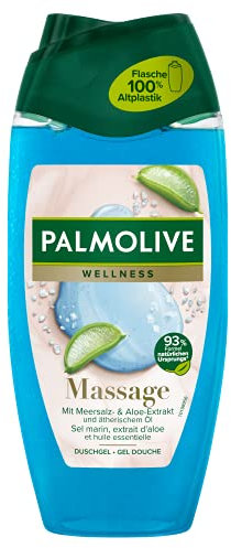 Palmolive Duschgel Natural Wellness Massage, 1 x 250 ml - Duschgel hat ein sanftes Peeling mit Toten-Meer-Salz, Aloe Vera und Wasserminze