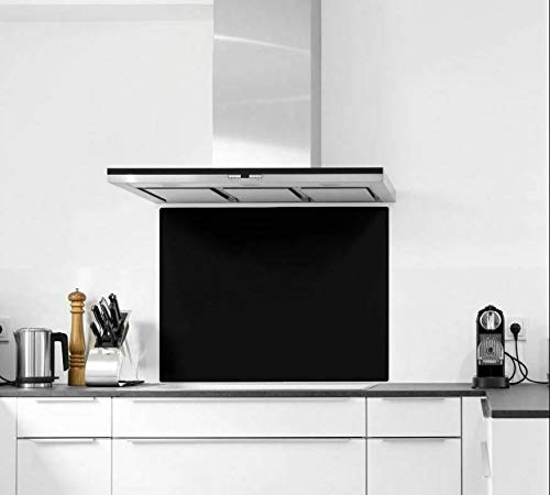 BELOFAY 6mm Tempered Glass Splashbacks for Cookers, Toughened Glass Heat Resistant Splashback for Kitchen (60X75, Black)