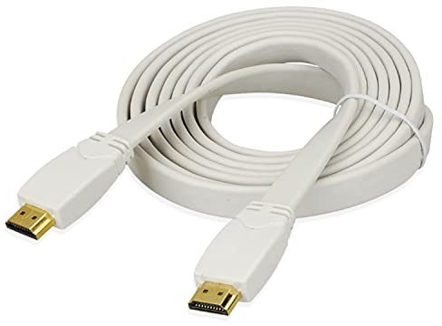 JAFSAL ONLINE Gold 1080P HDMI Flat Cable Lead Smart HD TV HDTV 3D Meter 1m 1.5m 2m 3M 5M 10M White (2 Meter)
