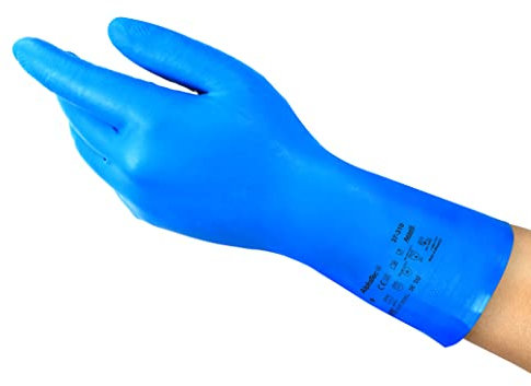 Ansell AlphaTec 37-310, Multipurpose Nitrile Gloves, Reusable Kitchen Gloves, Latex Free Gloves with Chemical Protection, Cooking and Cleaning Gloves, Blue Nitrile Gloves X-Large, 12 Pairs