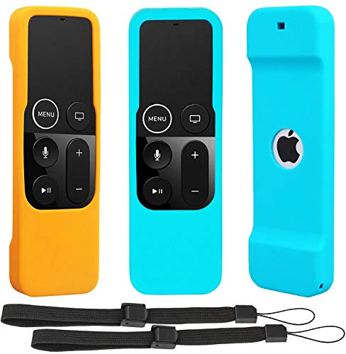 Remote Sleeve Case Compatible with Apple TV 4K 4th 5th Generation Remote Control, Pinowu Silicone Lightweight Shockproof Skin Case forTV 4K / 5th Siri Remote Control (2pcs:Orange and Turquoise)