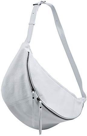 SH Leder echt Leder Damen Unisex Brusttasche für Festival Reise XXL Gross Hüfttasche Crossbody Bag Frauen Ledertasche 49x28cm Daniela G768 (Weiss)