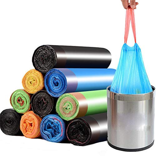 Dbtxwd Sacs À Ordures Étanches avec Cordon De Serrage, Sacs Poubelle Durables, Sacs Poubelle De 4 À 6 Gallons, Sacs Poubelle pour Maison, Bureau, Couleur Aléatoire,10pcs