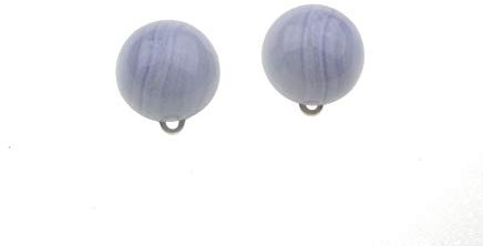 c-c Damen Ohrclips Edelstein CHALCEDON hellblau-weiß/Durchm. 1,75mm / Sterling Silber