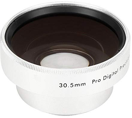 Oumij1 0.45X Camera Magnification Additional Lens - Wide Angle & Macro - Aluminium Alloy + Optical Glass - for 30.5mm Lenses (Silver)