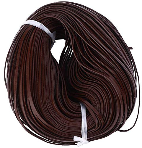 Cordoncino in cuoio robusto 3 mm di larghezza 100 m di lunghezza, cordoncino intrecciato per artigianato/bracciali/cinture/borse/lacci/orecchini (marrone/caffè scuro/colore pelle/nero)