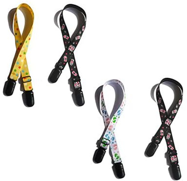 QUUPY 4 STÜCKE Verstellbare Serviettenclips Latzverschluss Halter Clips Handtuch Serviettenhalter Schlüsselband Umhängeband für Baby Kind Erwachsene und ältere Menschen (Farbe zufällig)