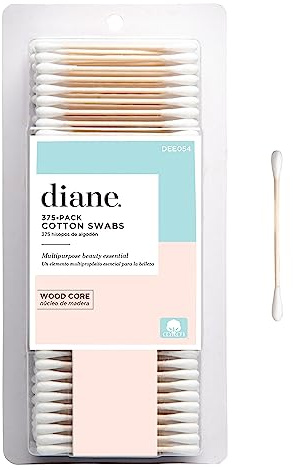 Diane Cotton Swabs, Sturdy Wood Base, 375 ct. 1-Pack - Super Soft for Sensitive Skin, Gentle on Face, Makeup and Beauty Applicator, Nail Polish Removal, 3 inches long for Beauty, Personal Care,Crafts
