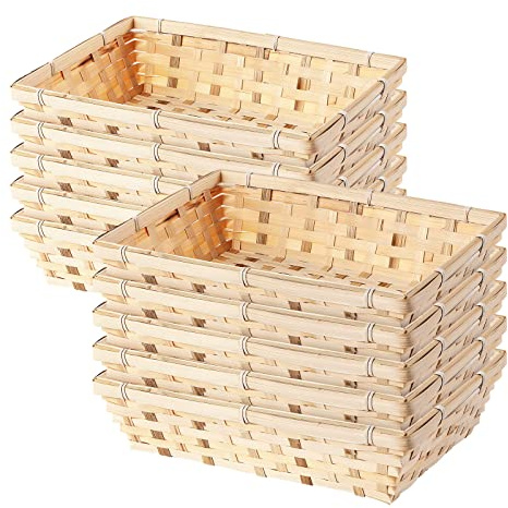 Wickerfield Set of 10 Bamboo Hamper Display Trays, Small Gift Baskets