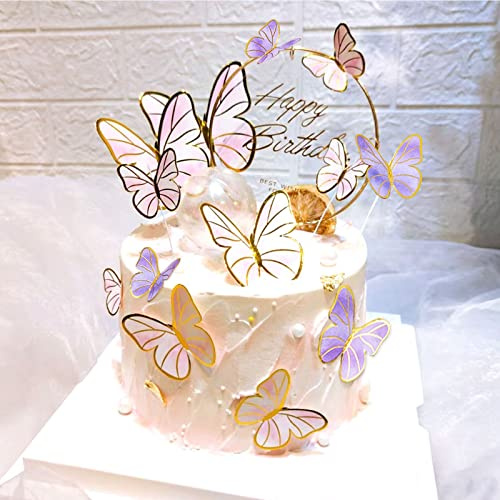 42 Stück Schmetterlinge Torten Deko, Schmetterling Kuchen Cupcake Toppers, Dreidimensional Geburtstag Mädchen Geburtstagsfeier Dekoration, Black