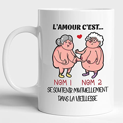 Lalasol Mug Personnalisé Humour LBGT - Idée Cadeau Drôle Rigolo Fun Pour Anniversaire De Mariage Couple Lesbien – Tasse Message D'amour Pour Petite Amie Saint Valentin - Imprimé en France
