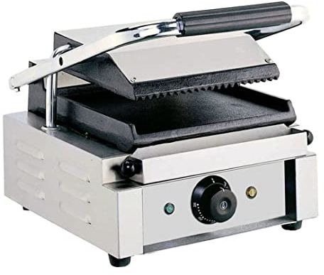Stalwart DA-EG01C Heavy Duty Panini Contact Grill Single Ribbed/Smooth