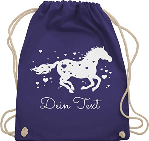 Turnbeutel Rucksack - Pferde - Pferd Dein Name Wunschtext Text - Unisize - Lila - für pferdeliebhaber pferderucksäcke pferden voltigier beutel personalisiertes pferderucksack pferdemotiv