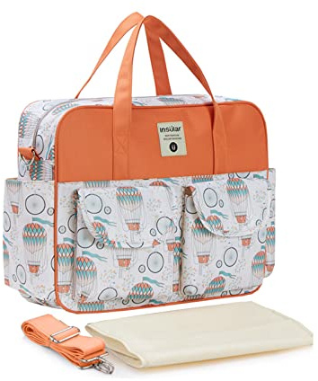 SONARIN Stilvolle Große Kapazität Baby Wickeltasche,Wasserdicht Tragbare Reise Wickeltasche Umhängetasche Tragetasche Henkeltaschen Babytasche mit Schultergurte & Wickelunterlage