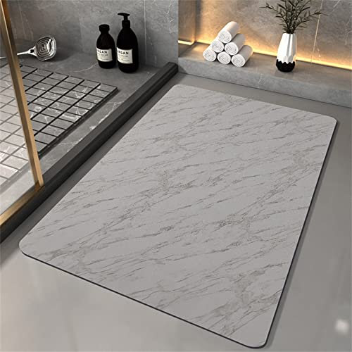 Badezimmerteppich Super Absorbierende Rutschfester Badematte, Badematten Badteppich 70x120cm Badvorleger Extra DüNn Schnelltrocknende Waschbare Badematte Home Rug, Badmatte Bodenmatte Floor Mat Grau
