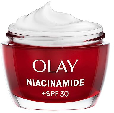 Olay Niacinamida + SPF30, Crema Hidratante De Día, Con Niacinamida Pura Al 99%, Vitamina E Y SPF30, Piel Hidratada Durante 24H, Ayuda A Proteger Contra Los Dañinos Rayos UVA Y UVB, 50 ml