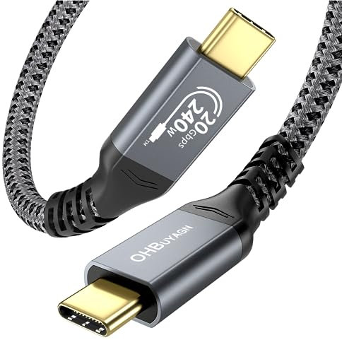 OHBUYAGN Cavo USB Type-C 240W Ricarica Rapida 3 Metri，Cavo USB C USB C 3.2 Gen2×2 20Gbps, Trasmissione Video 4K @ 60Hz Per MacBook Pro, Tablet, Hub, Monitor