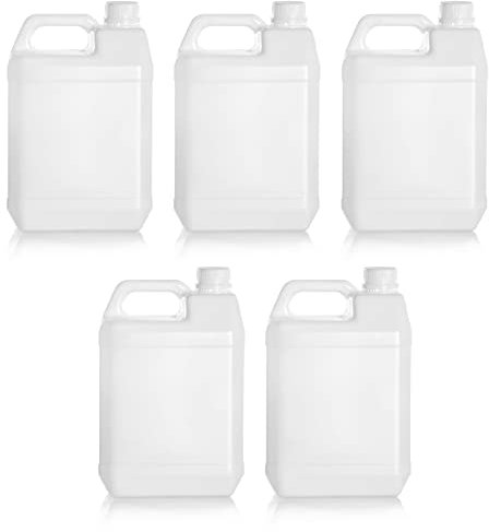 ACAN Tradineur - Set de 5 Garrafas de Plástico Alimentario, Bidones de Agua, Tanques Agua, Jarras, 5 litros, 26 x 19 x 13 cm