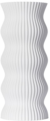 3D Vase Dekovase Anneli XL 38cm Bodenvase Deko Vase Pampasgras Trockenblumen (Weiß)