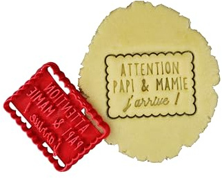 3DKOUPE - Emporte-pièce petit beurre - Attention papi & mamie ! J'arrive - Couleur au choix - Conçu et fabriqué en France