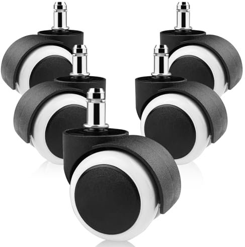 Gvolatee 5 Pezzi ruote sedia ufficio 11X 22MM per Sedie da Gioco, Rotelle per sedie Design a Doppia Ruota, Rotelle di Ricambio Silenziosa e Senza Graffi per Piastrelle, Pavimenti Duri, Bianco