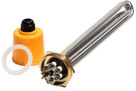 FULIMEI 1 1/4 Inch/DN32 Immersion Water Heater 304SUS Tube Copper Thread Element Electric Heating Tube 220V/380V 3KW/4.5KW/6KW/9KW/12KW (Size : 380V, Color : 3KW 203mm 304SUS)