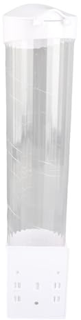 Dispenser per Bicchieri di Carta in Plastica Capacità 50 Bicchieri Diametro 7 5cm con Coperchio Antipolvere 38x8cm